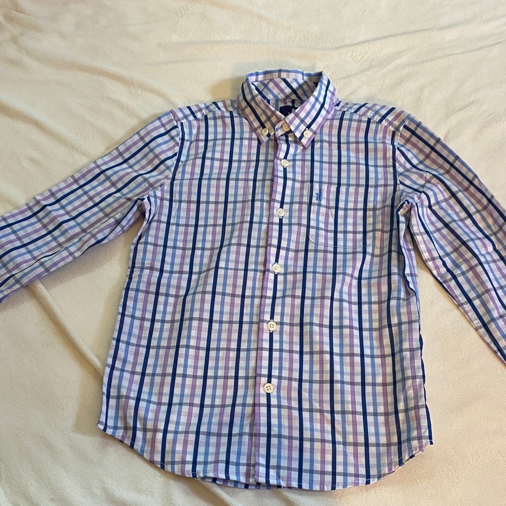 johnnie-O Kids Blue and Pink Plaid Button Down Shirt